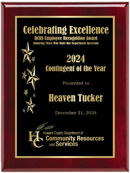 Rosewood Piano Finish Plaque with Plate