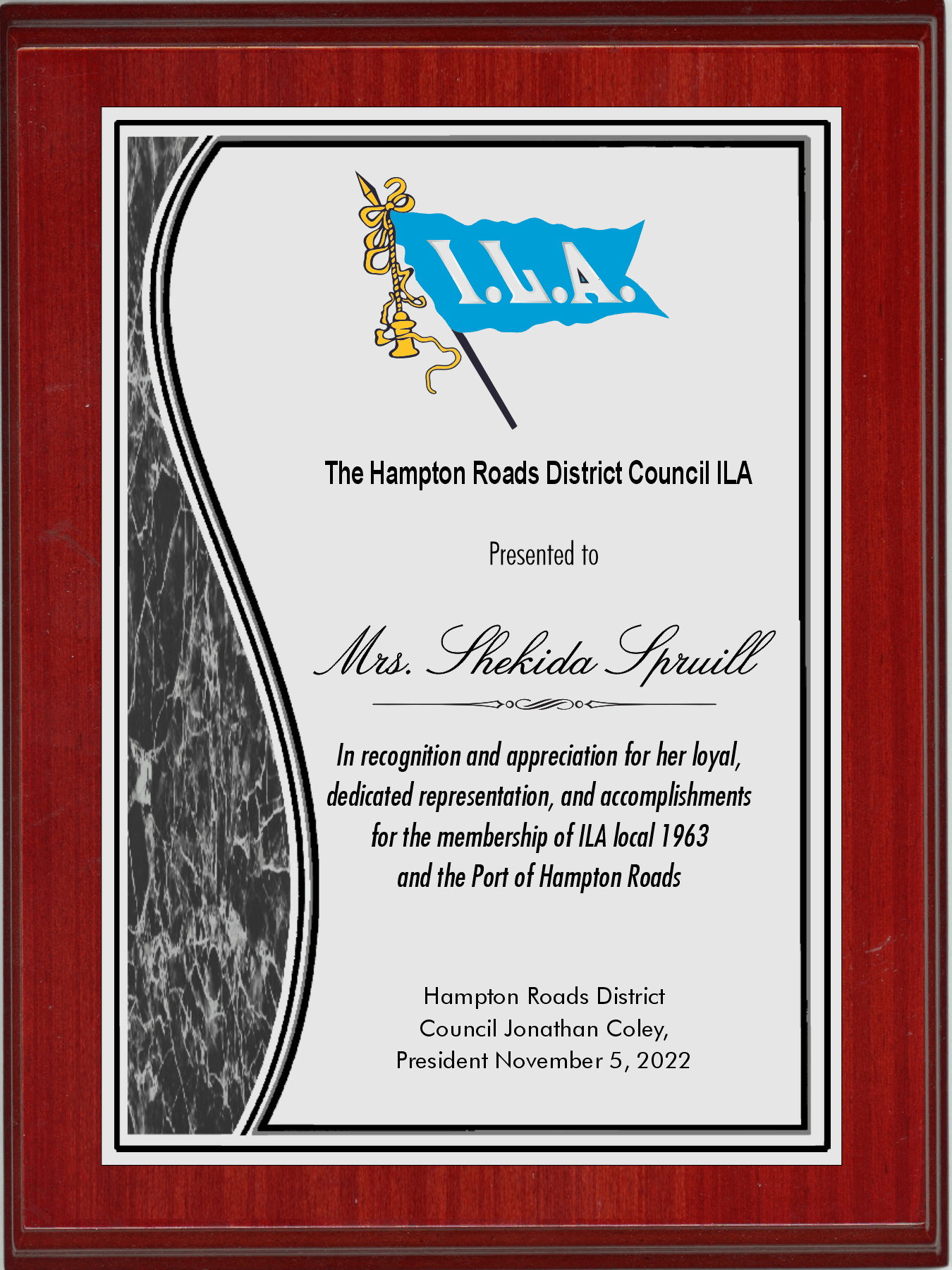 Pianowood Plaque with Swoosh Plate