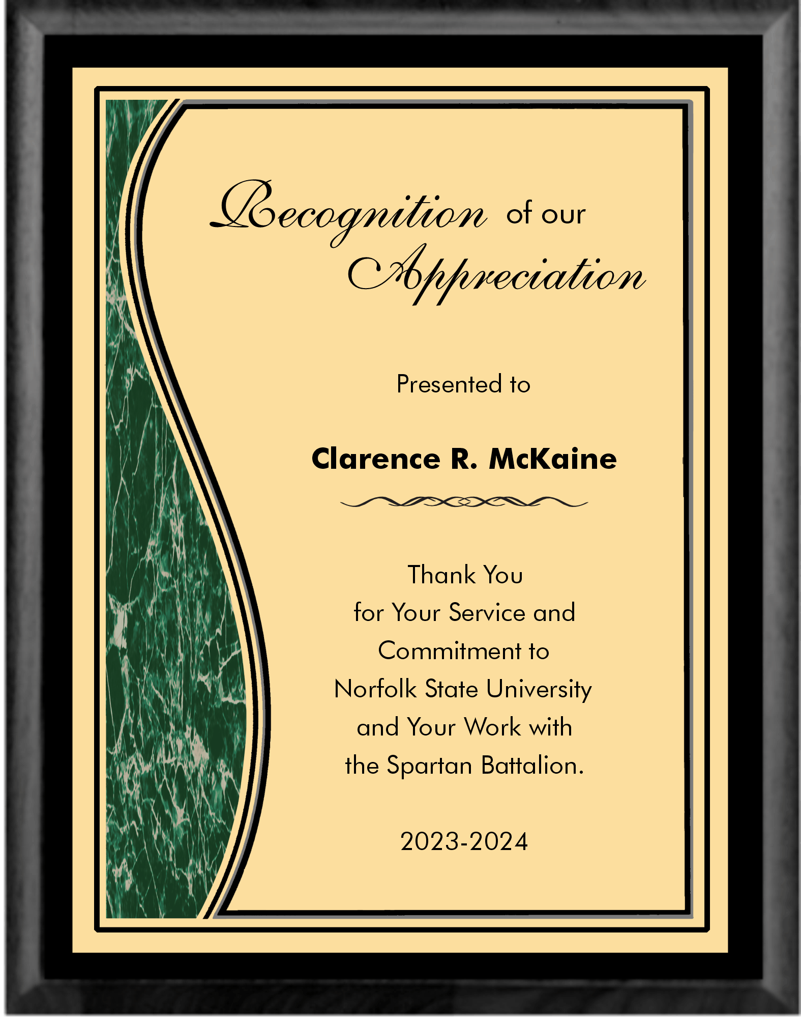 Pianowood Plaque with Swoosh Plate