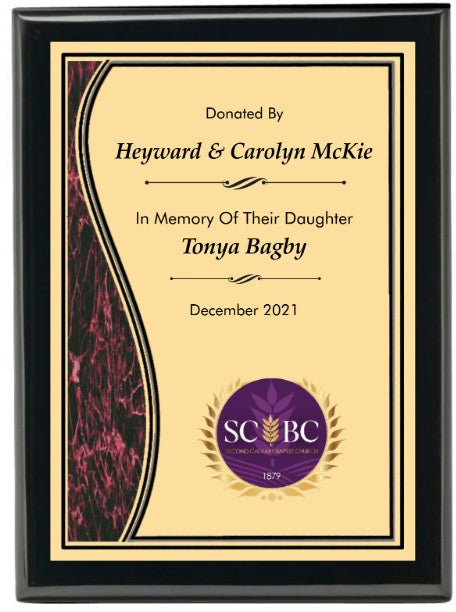 Pianowood Plaque with Swoosh Plate