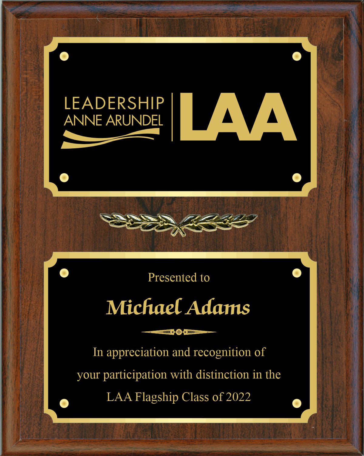 Solid Walnut Plaque with Dual Plate