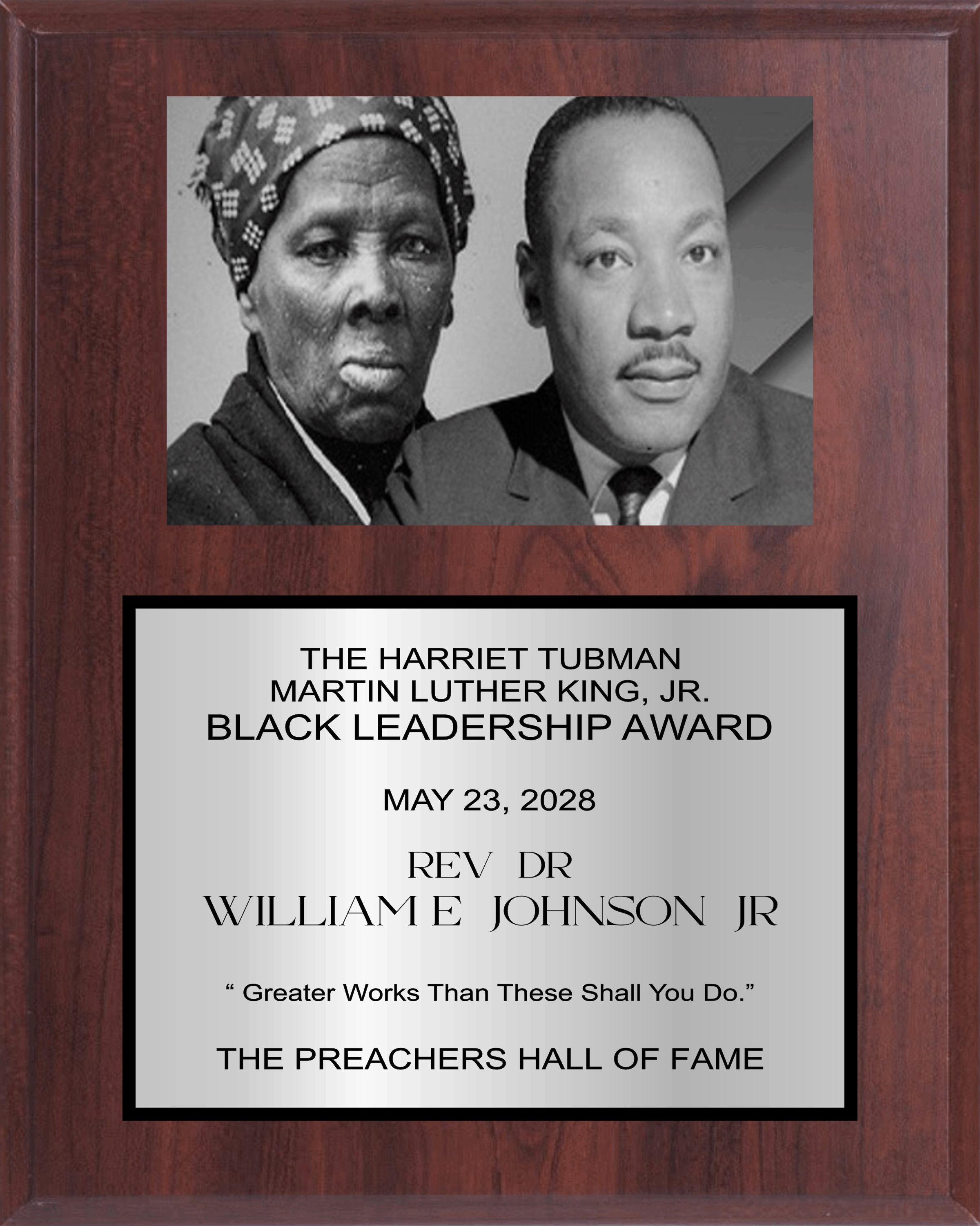 Simulated Walnut Plaque with Photo Plexi Mount