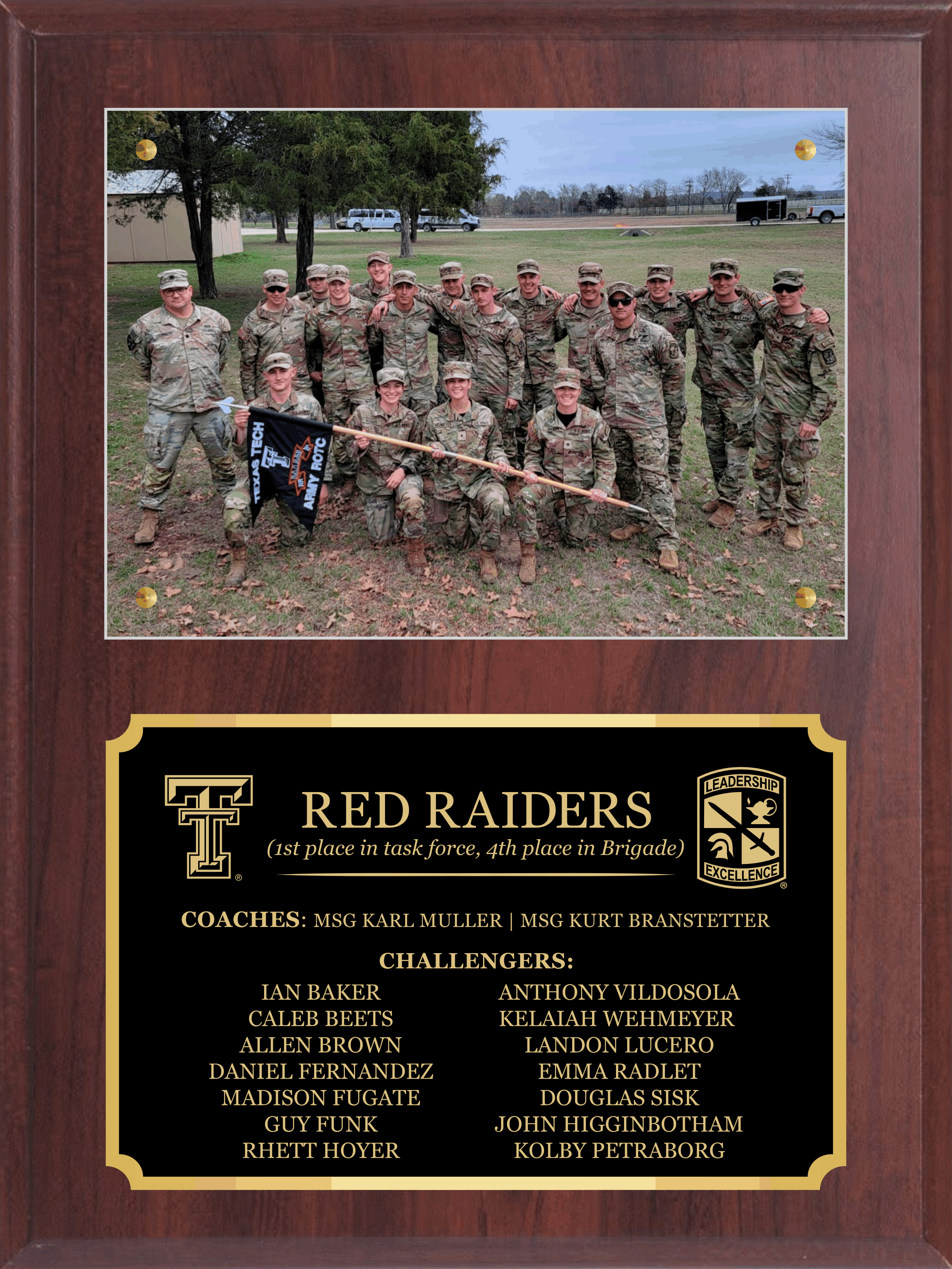 Simulated Walnut Plaque with Photo Plexi Mount