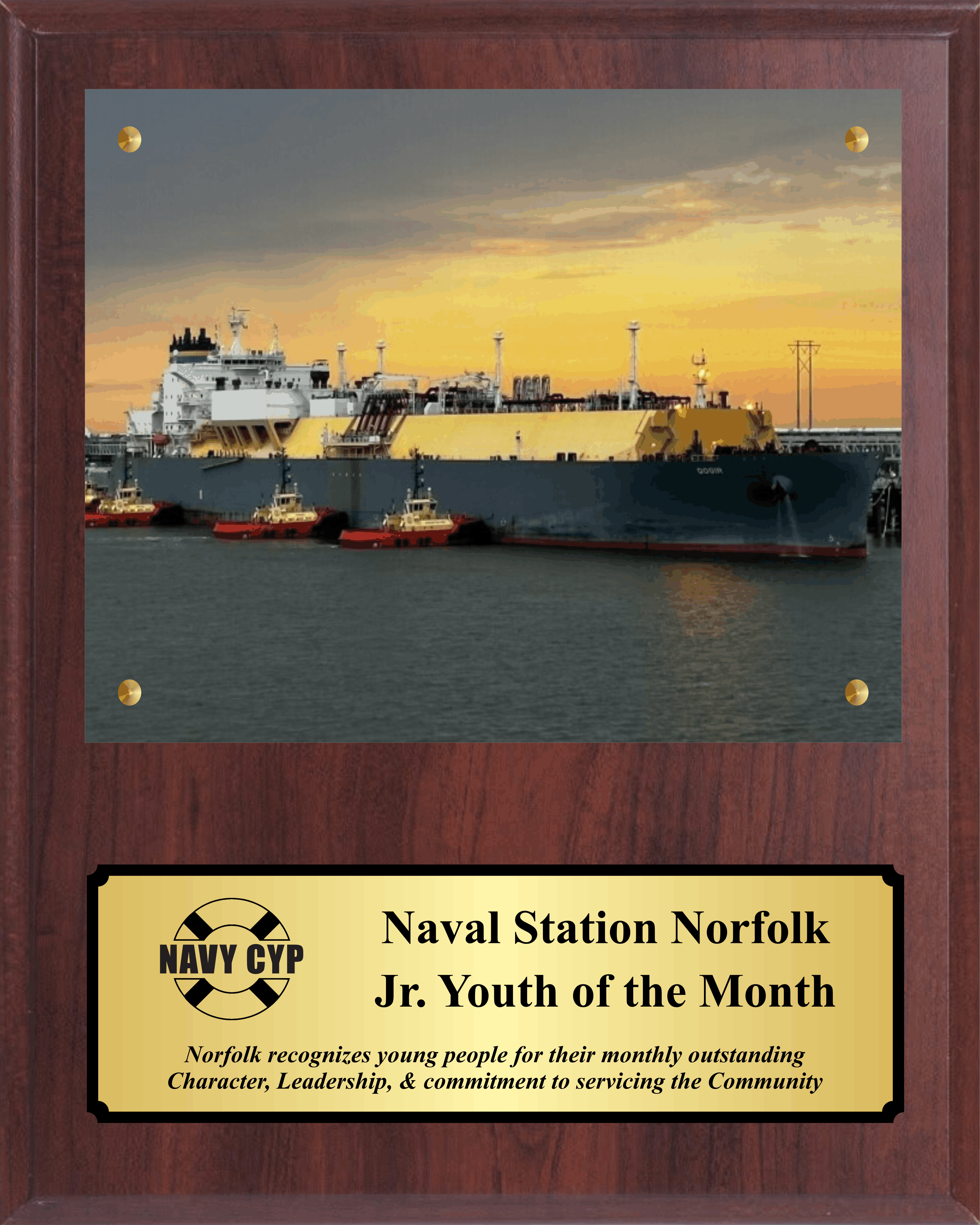 Simulated Walnut Plaque with Photo Plexi Mount