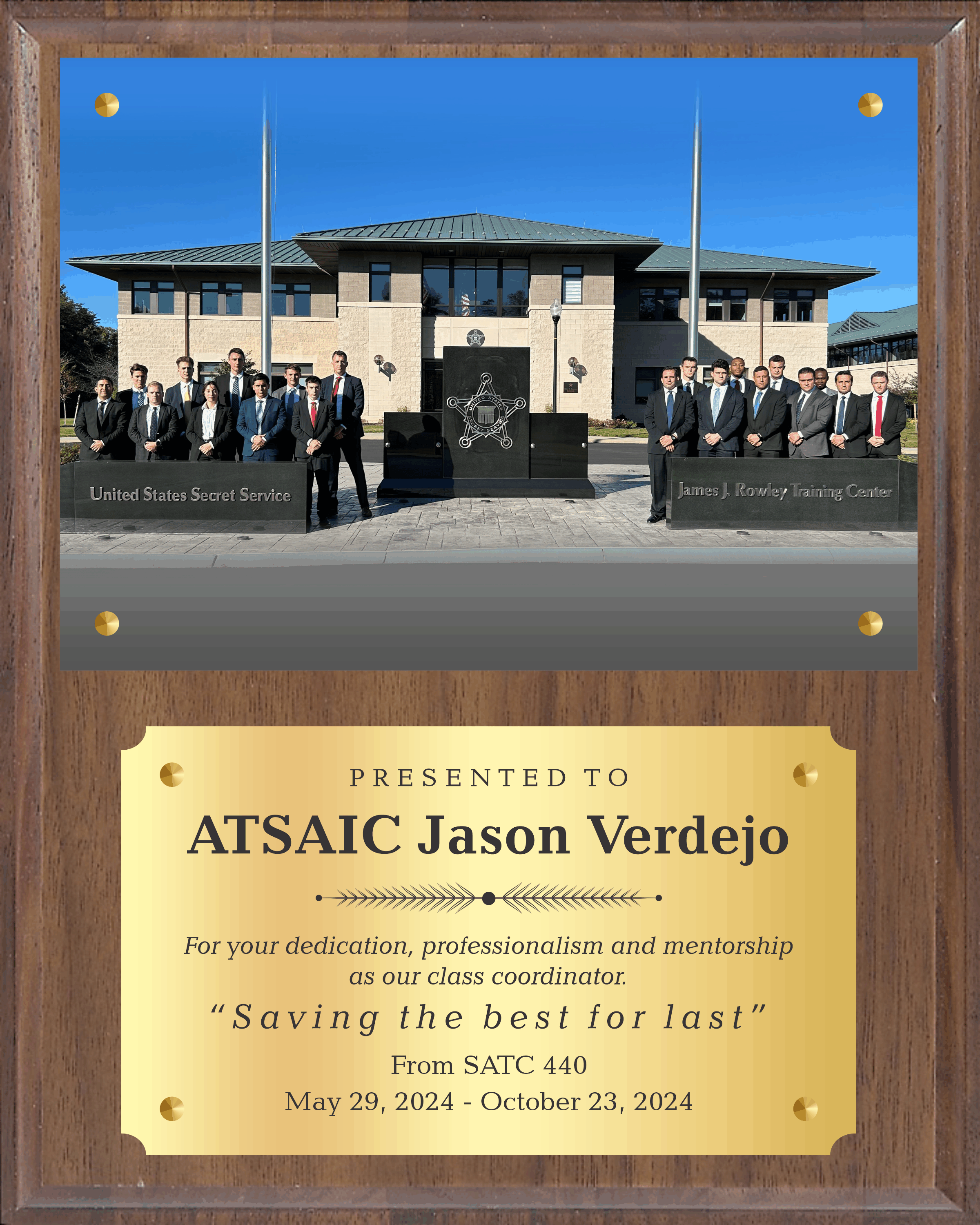 Walnut Plaque with Photo Plexi Mount