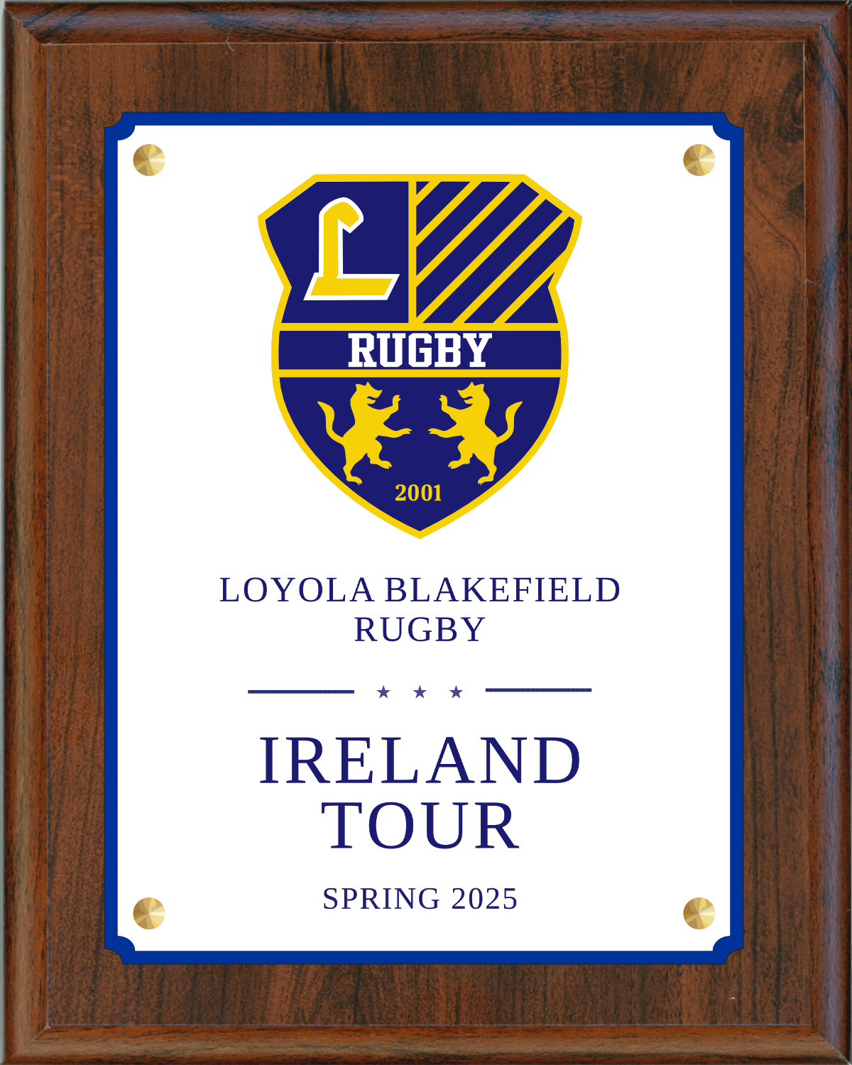 Standard Simulated Walnut Plaque with Full Sized Engraving Plate