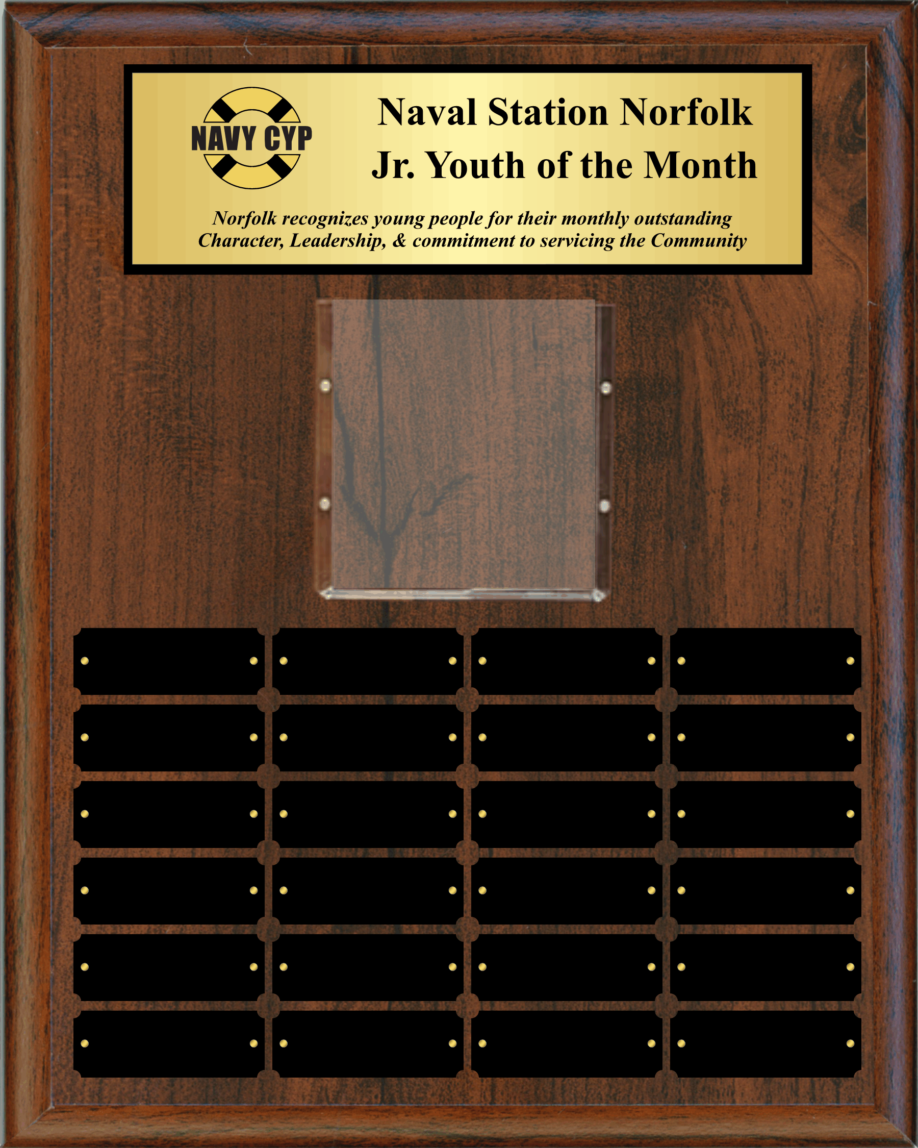 Simulated Walnut Perpetual with photo and plates