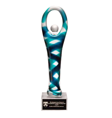 Contemporary Art Glass Sculpture with Blue Accent