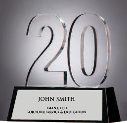 Years Of Service In Black And Clear Crystal