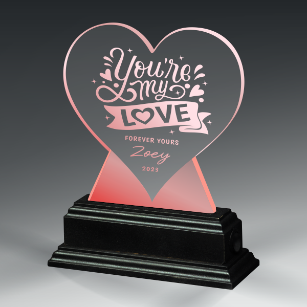 Red Allolight Heart Shaped Award 9"