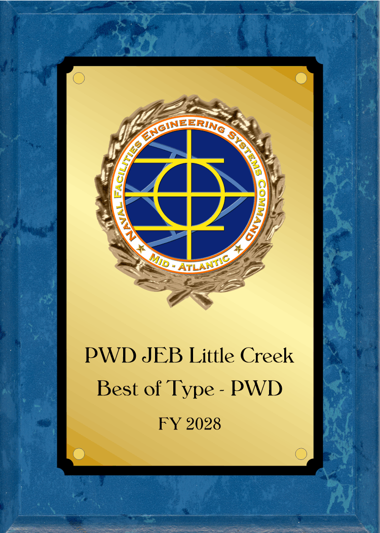 MARBLE finish plaque with logo in wreath decoration