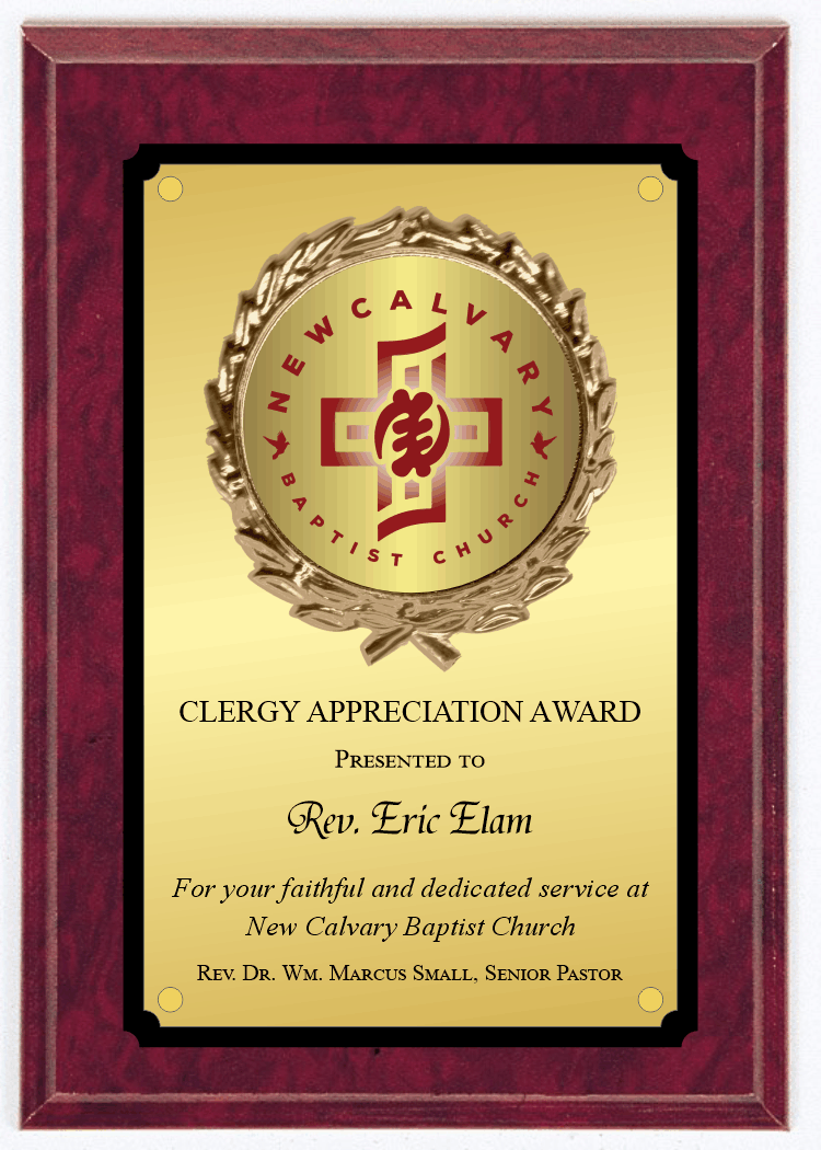 MARBLE finish plaque with logo in wreath decoration