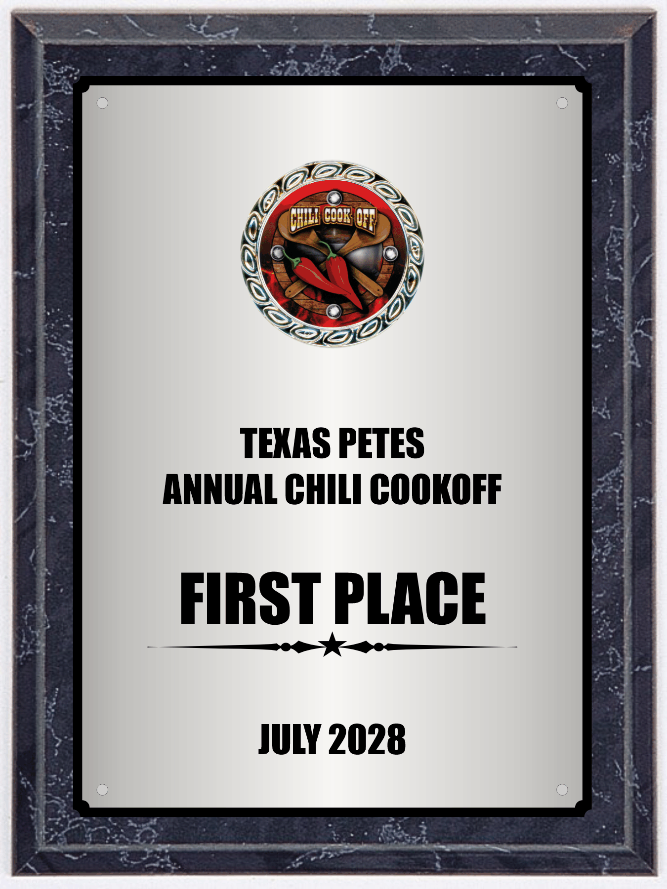 MARBLE finish plaque with logo in wreath decoration