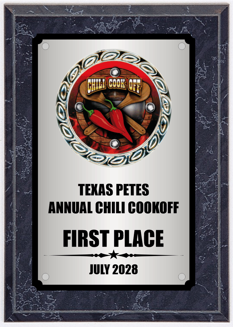 MARBLE finish plaque with logo in wreath decoration