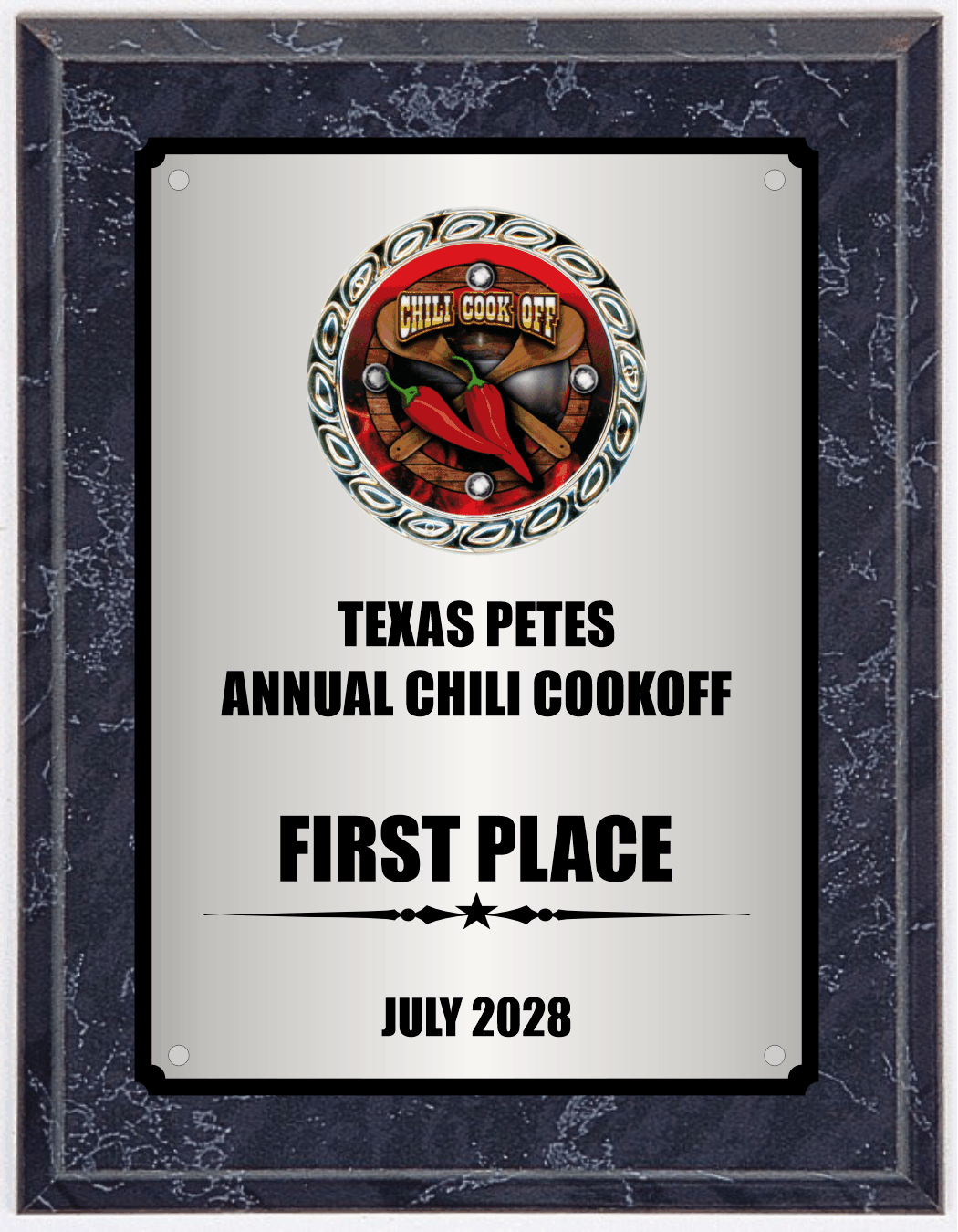 MARBLE finish plaque with logo in wreath decoration