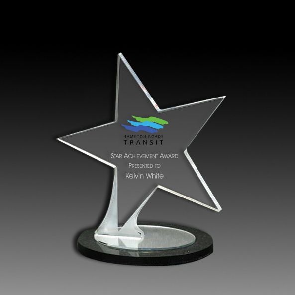 Acrylic Star on Black and Mirror Oval Base