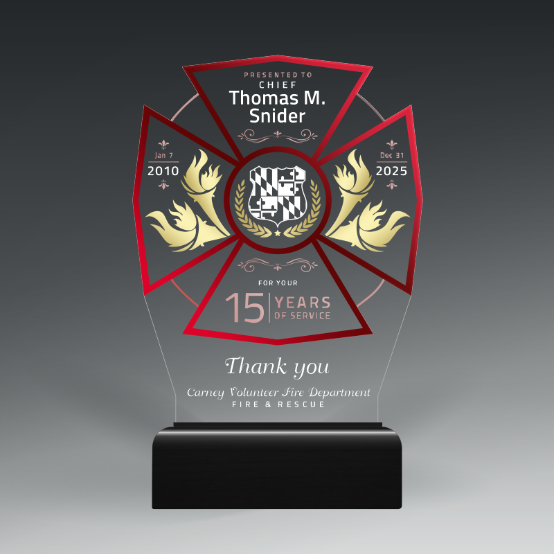 Custom Cut acrylic with color in wood base