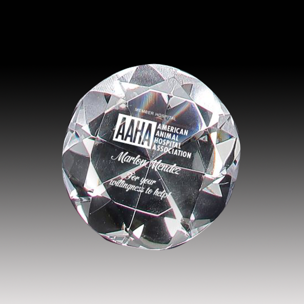 CRYSTAL DIAMOND PAPERWEIGHT - 2 1/4" X 3 1/4"