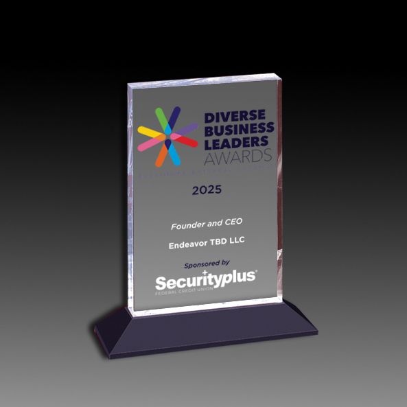 Acrylic Rectangle mounted on a Walnut Black Base