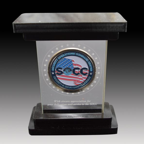 Acrylic Coin Display with double donut black acrylic closure