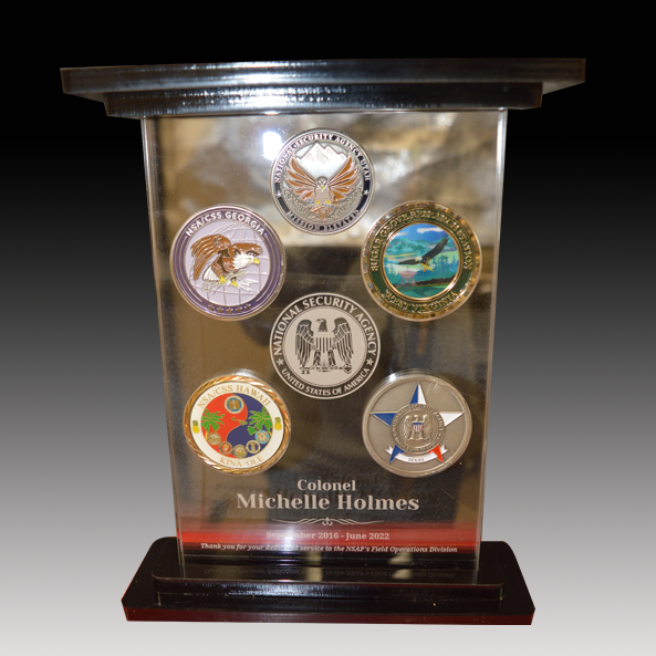 Acrylic Coin Display with double donut black acrylic closure