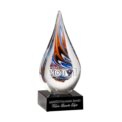 Teardrop-Shaped Art Glass Award