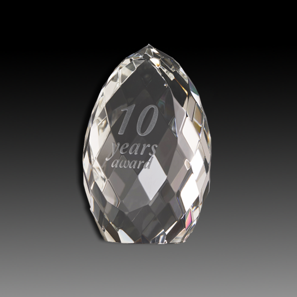 Art Glass Miniature Faceted Clear Crystal Egg