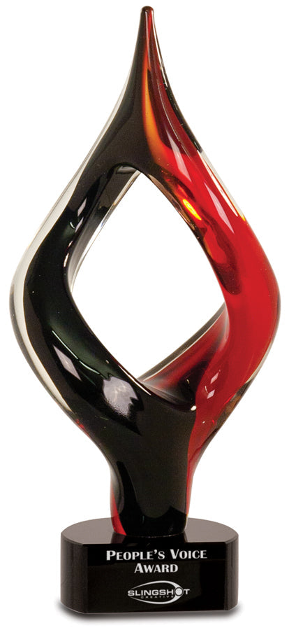 13.25" Red/Black Twist Art Glass