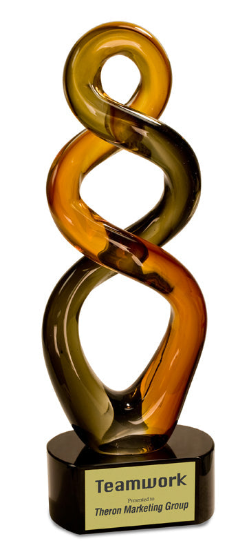 13" Brown Twist Art Glass