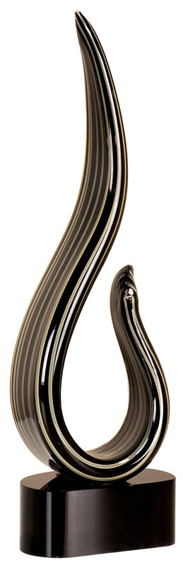 15" Black & Gold Curve Art Glass