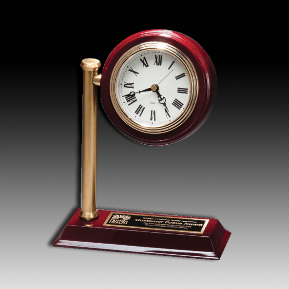 Rail Station Rosewood Piano Finish Photo Desk Clock