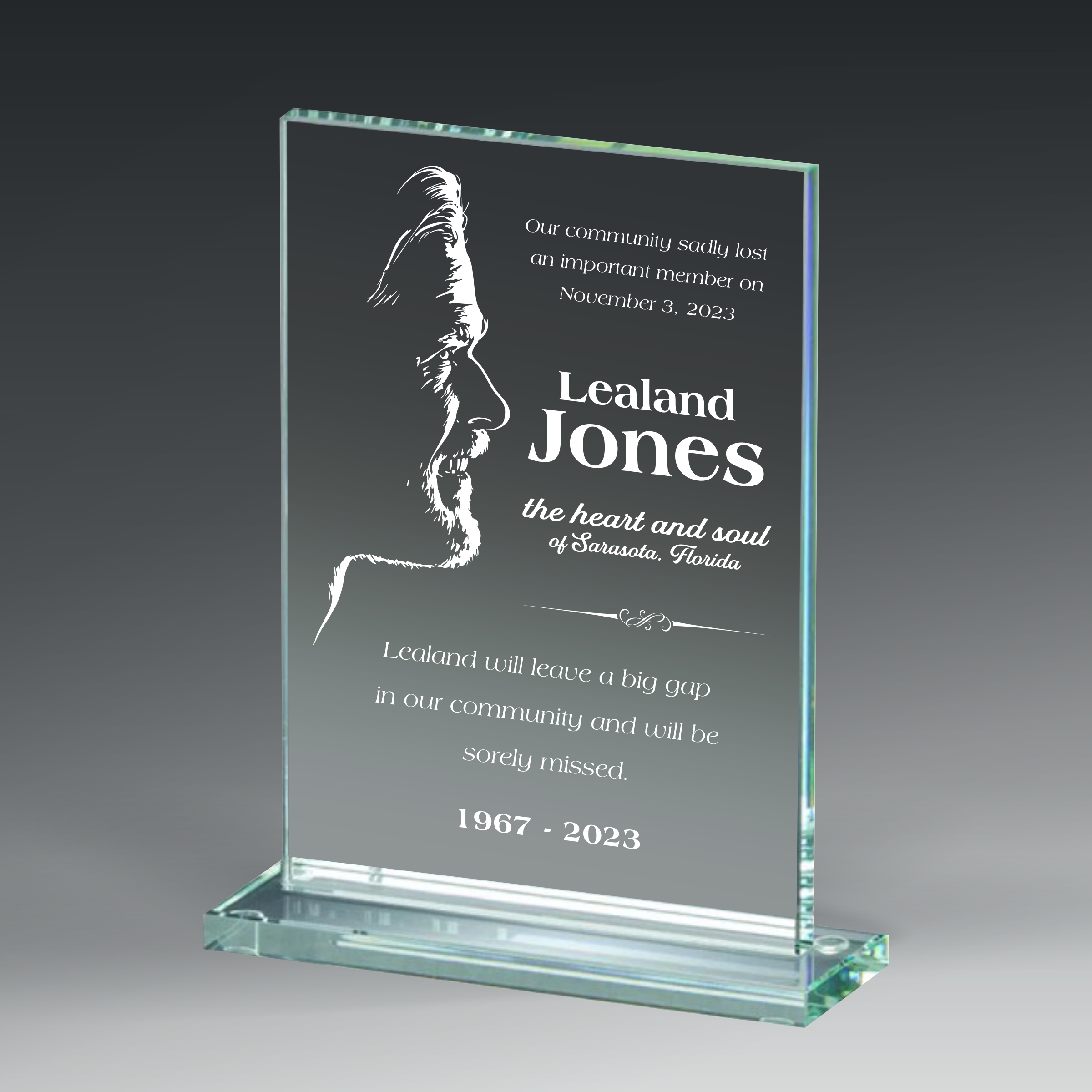 Jade Glass Standing Plaque