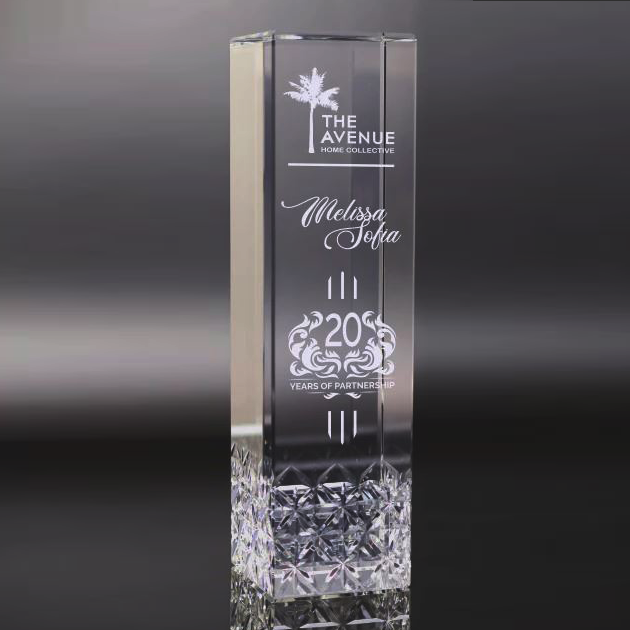 8.5" Carved Asterisk Crystal Tower