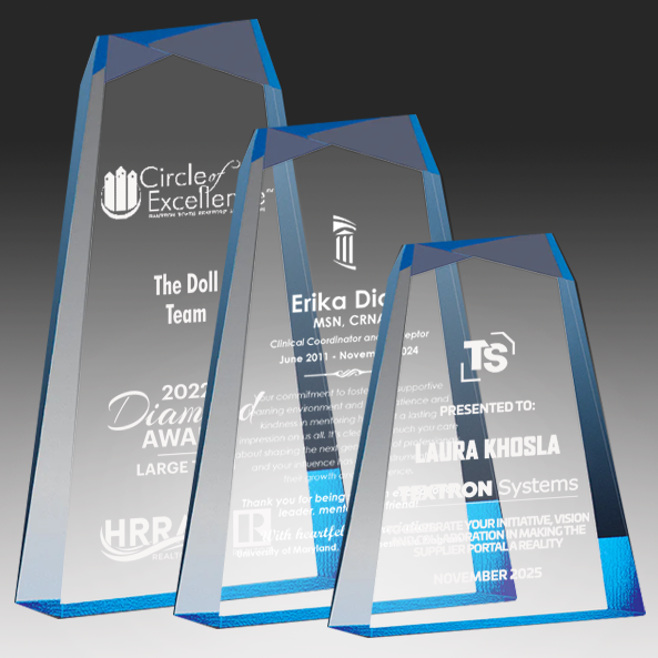 Topez Clear Beveled Tower with Blue Accent