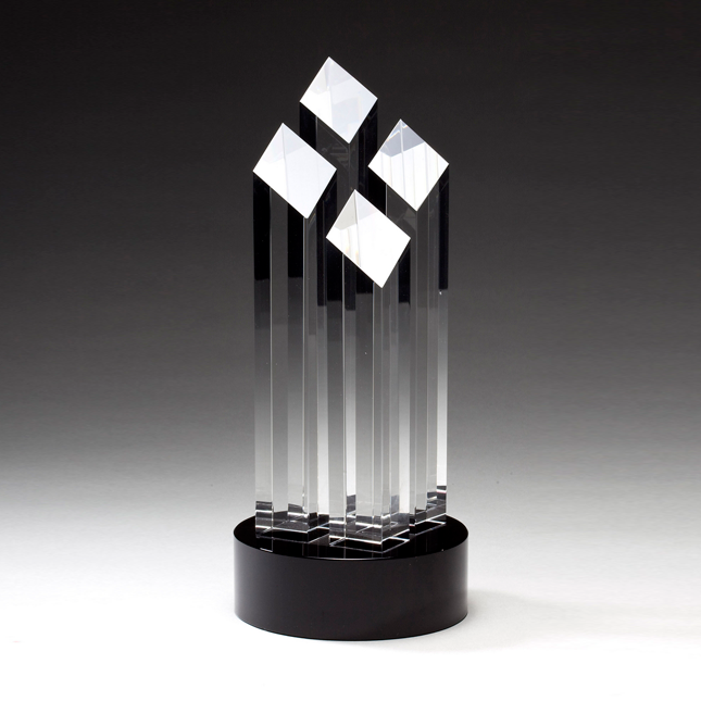 4 Diamond Shape Towers on Black Base
