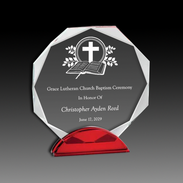 8" Octagon double arc on red glass base