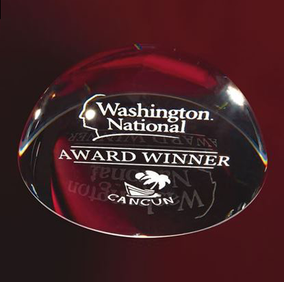CRYSTAL DOMED PAPERWEIGHT 3"