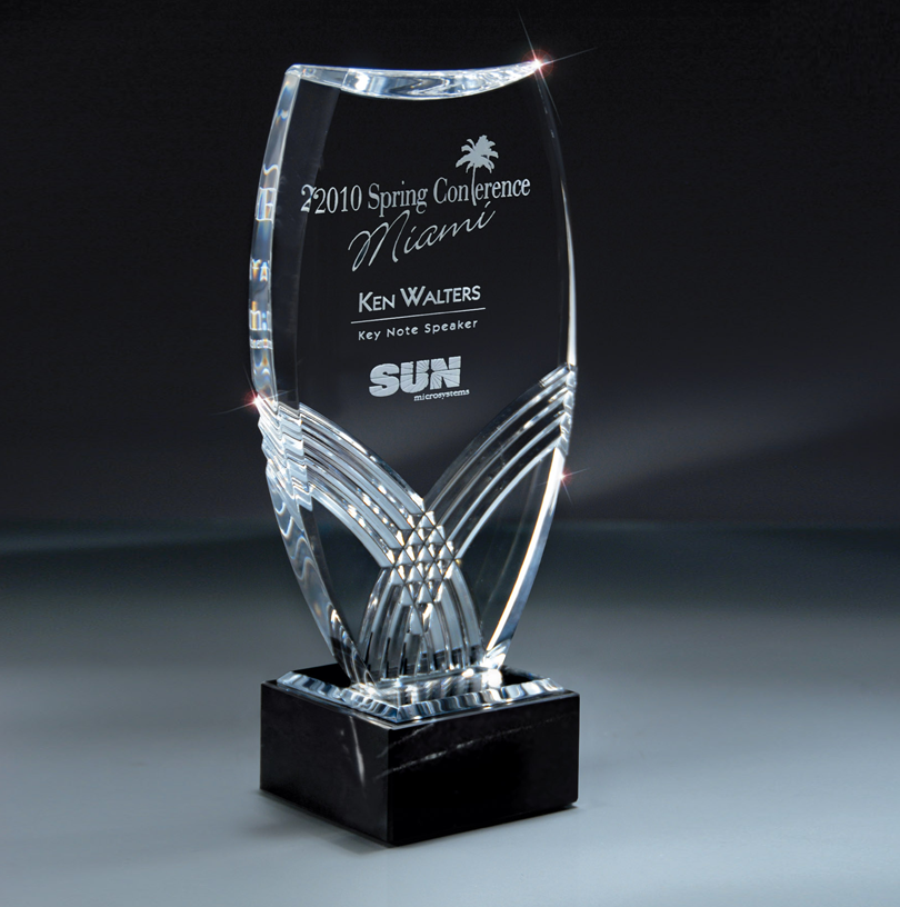DEEP BEVEL NILE ACRYLIC AWARD ON BLACK BASE