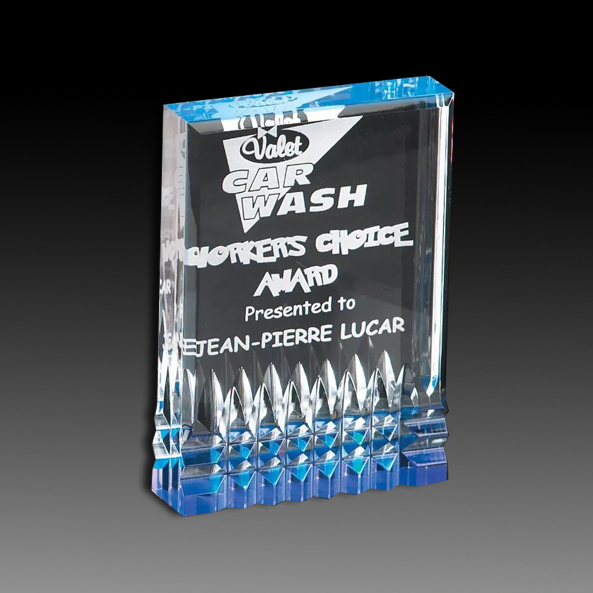 Blue Reflective Acrylic Rectangle with Diamond Accents