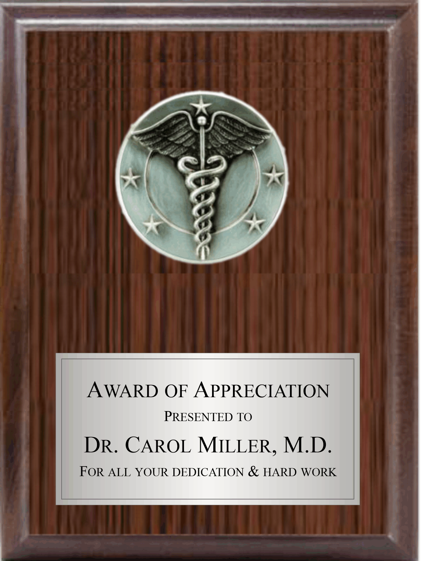 5" CADUCEUS ON PLAQUE