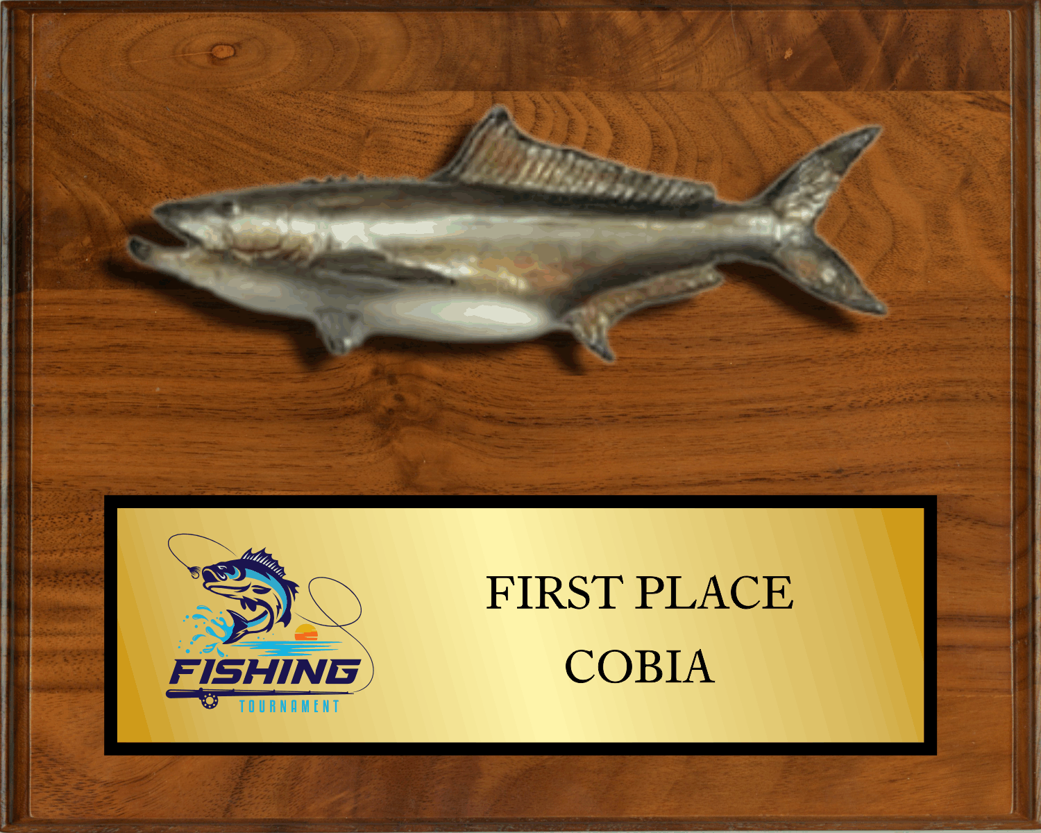 8"x10" Walnut with full color fish mount