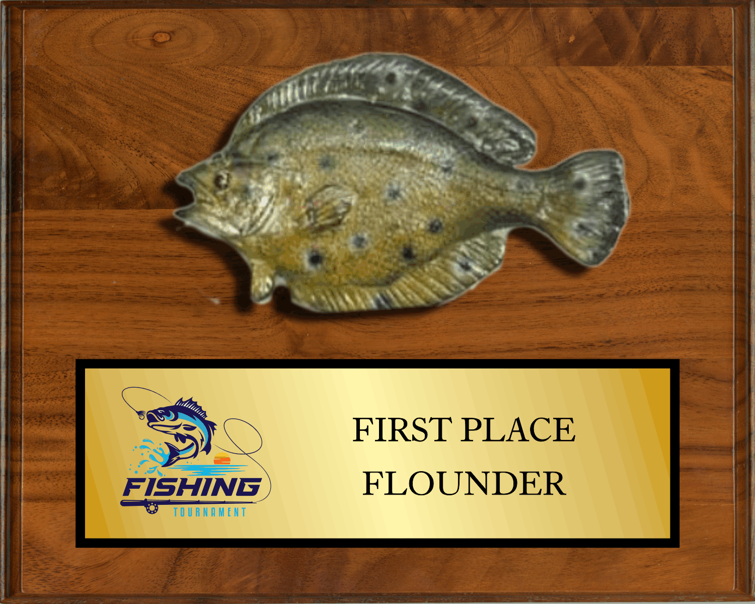 8"x10" Walnut with full color fish mount