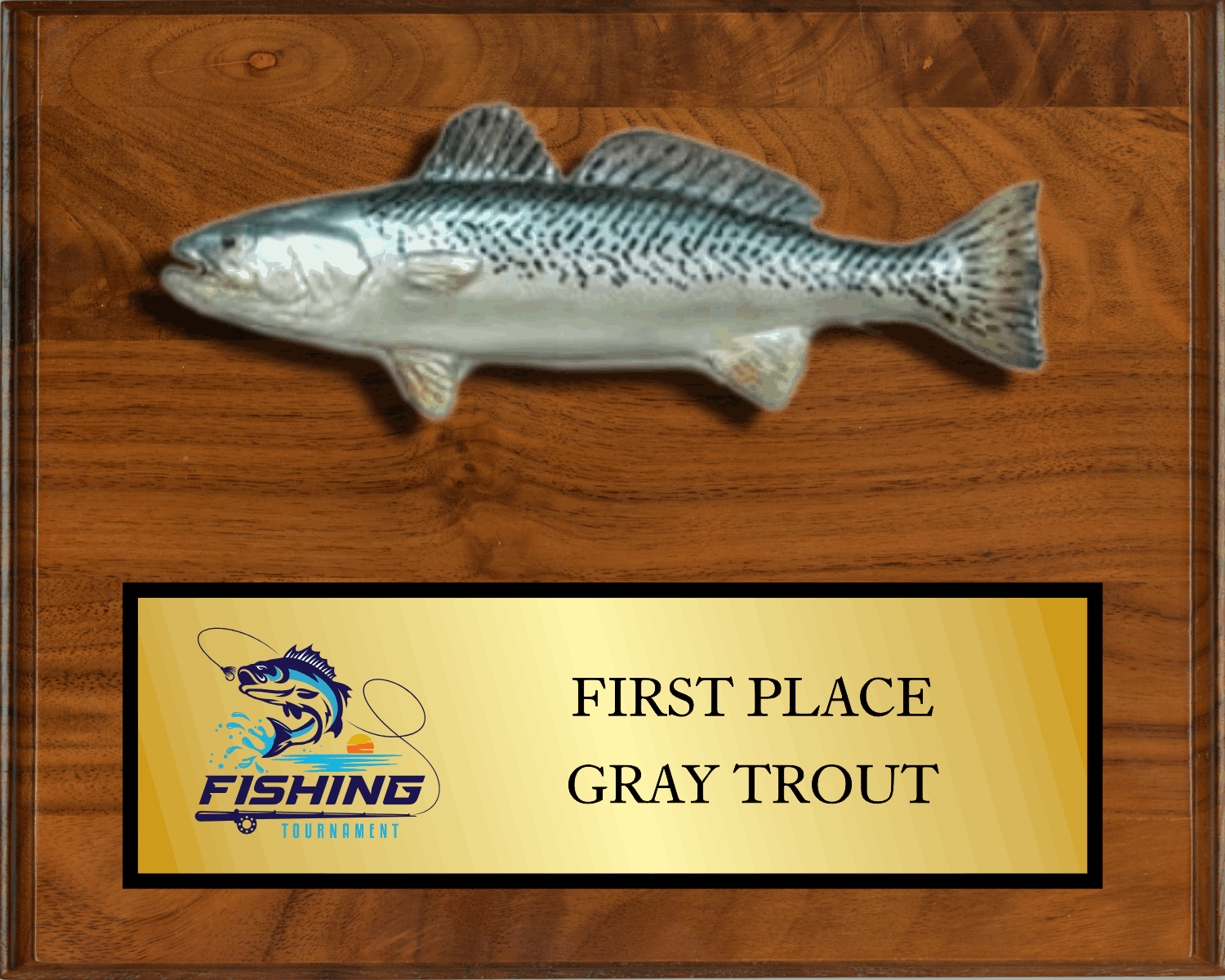 8"x10" Walnut with full color fish mount