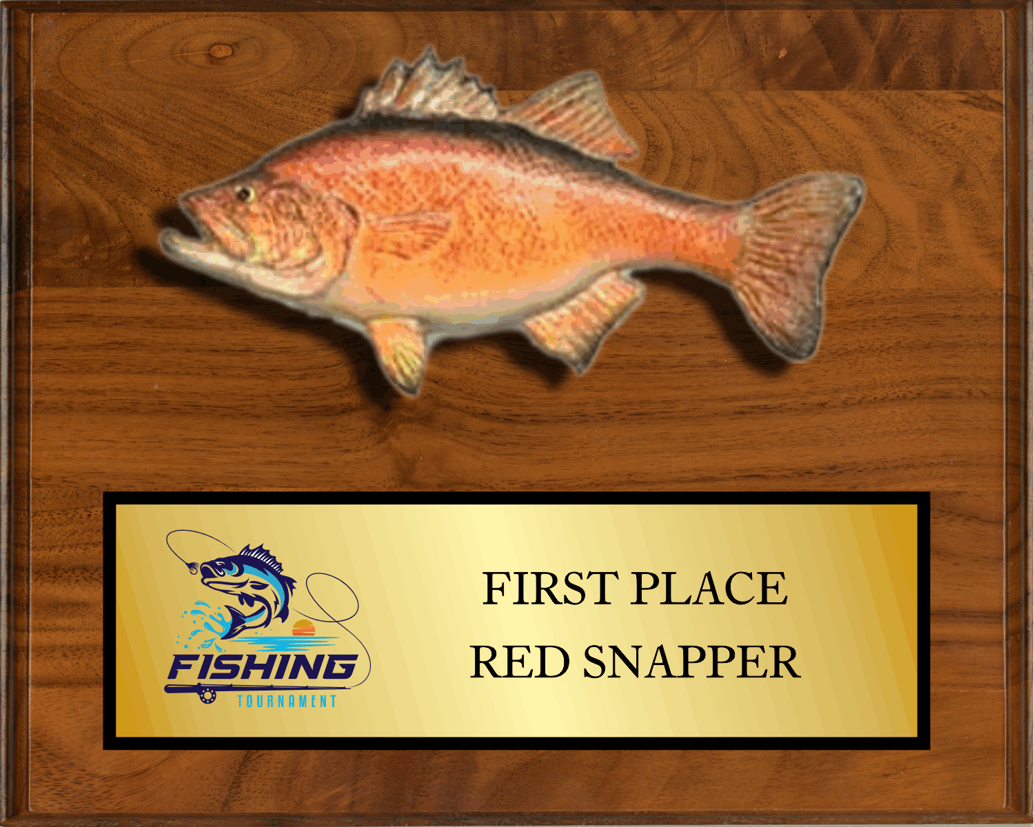 8"x10" Walnut with full color fish mount