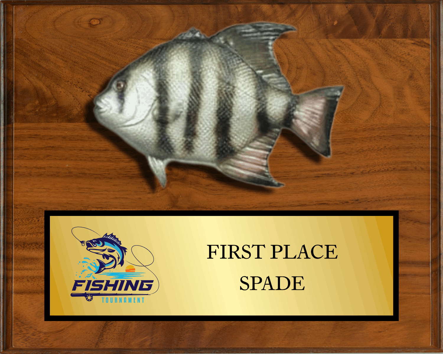 8"x10" Walnut with full color fish mount