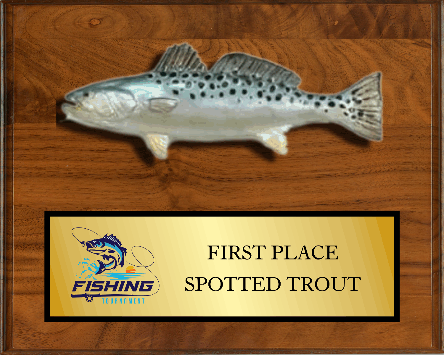 8"x10" Walnut with full color fish mount