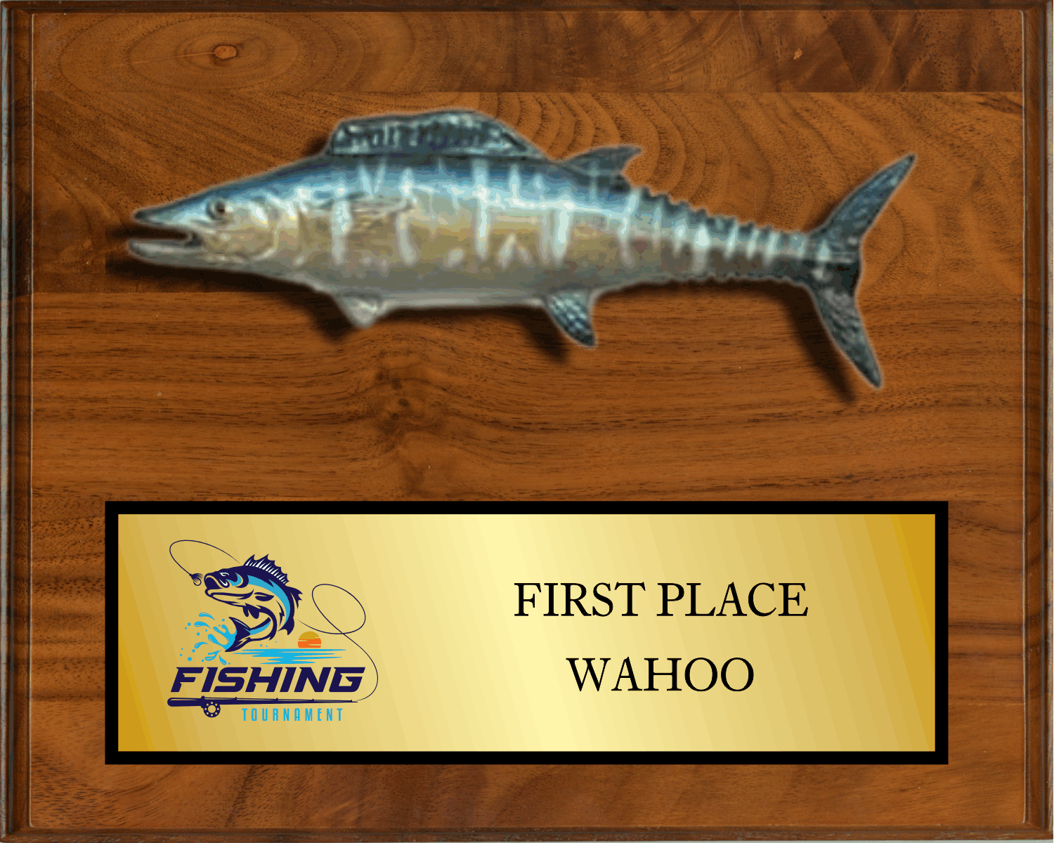 8"x10" Walnut with full color fish mount