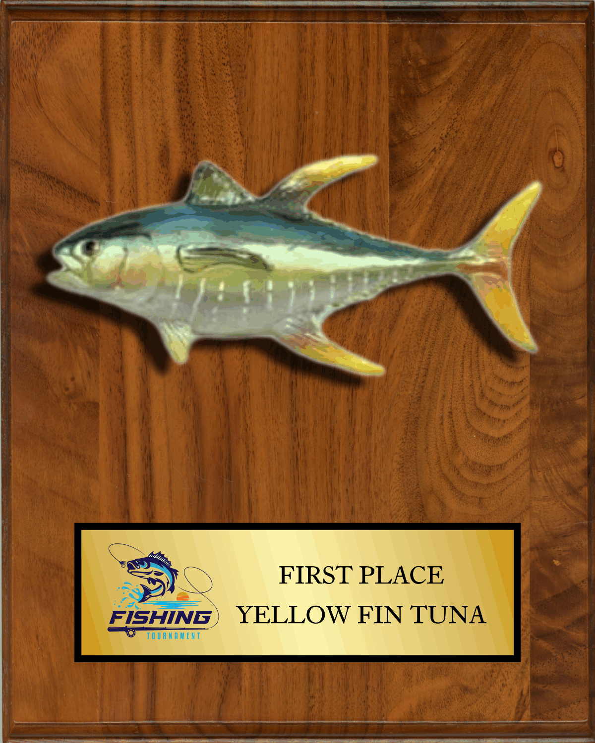 8"x10" Walnut with full color fish mount