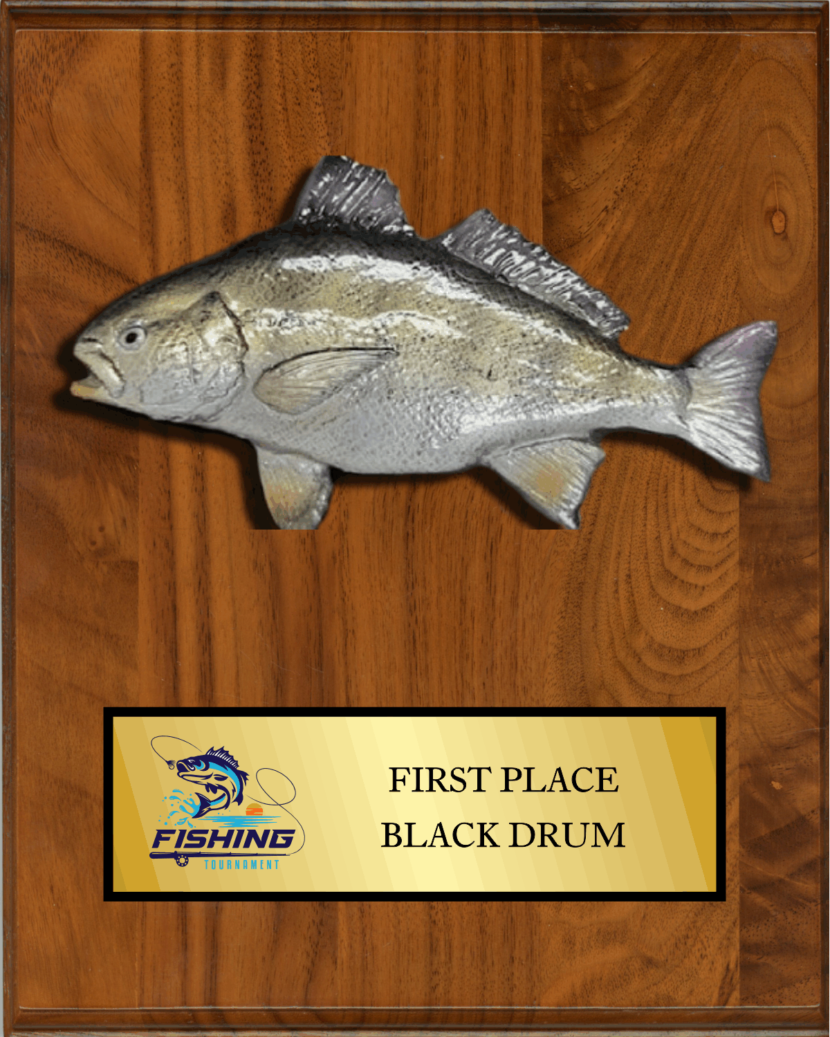 8"x10" Walnut with full color fish mount