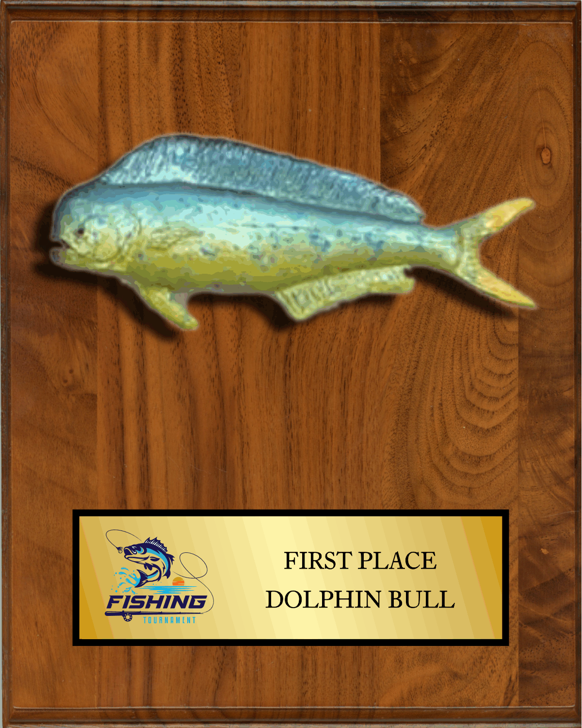 8"x10" Walnut with full color fish mount